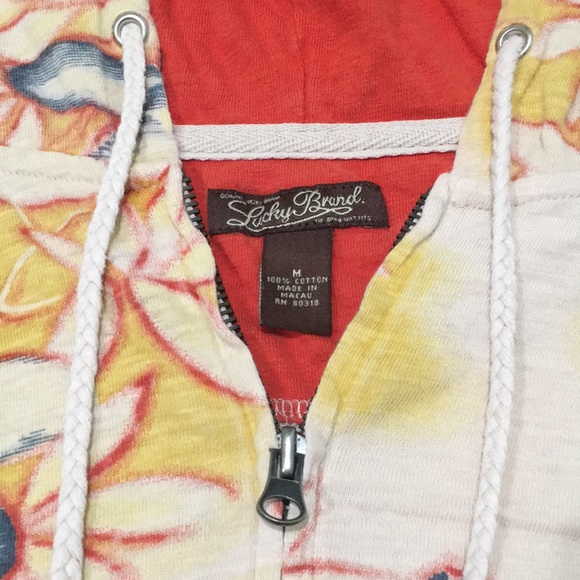 Lucky Brand Hooded Zipup sweatshirt Hawaiian print - Picture 3 of 9